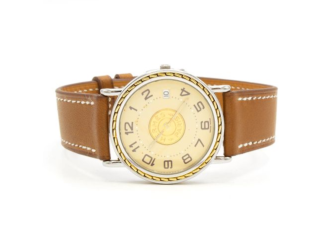 Hermès Sellier Uhr. Golden - Ansicht 4