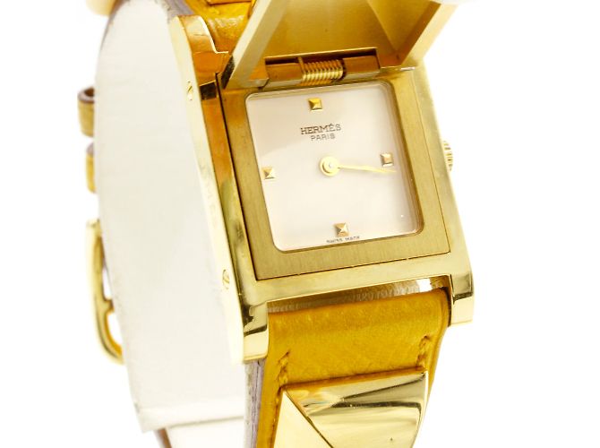 Superbo orologio da donna Hermès Médor placcato oro. D'oro - vista 4
