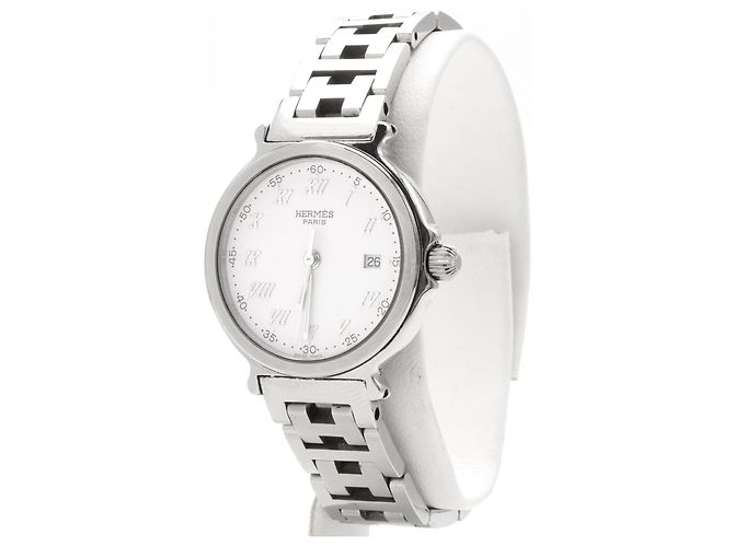 Hermès "Clipper" Uhr aus Stahl. Silber - Ansicht 2