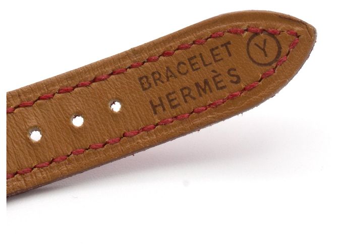 Hermès Kelly Uhr vergoldet mit rotem Lederarmband Golden - Ansicht 5