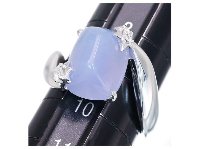 Chanel Ring aus Weißgold mit Chalcedon und Diamant Größe 49 Silber - Ansicht 8