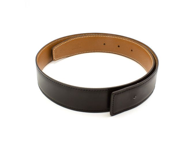 Cintura reversibile Hermès nera in pelle Box 135 e Togo Nero - vista 2