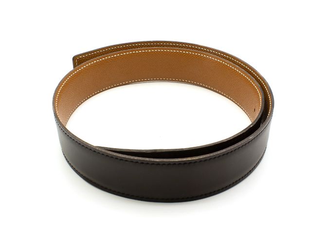 Cintura reversibile Hermès nera in pelle Box 135 e Togo Nero - vista 3