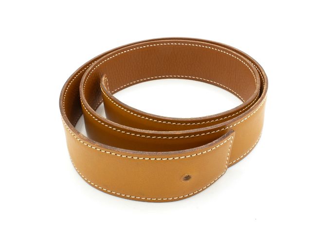 Cinturón reversible Hermès de cuero Barenia y Togo Marrón 70cm Castaño - vista 2