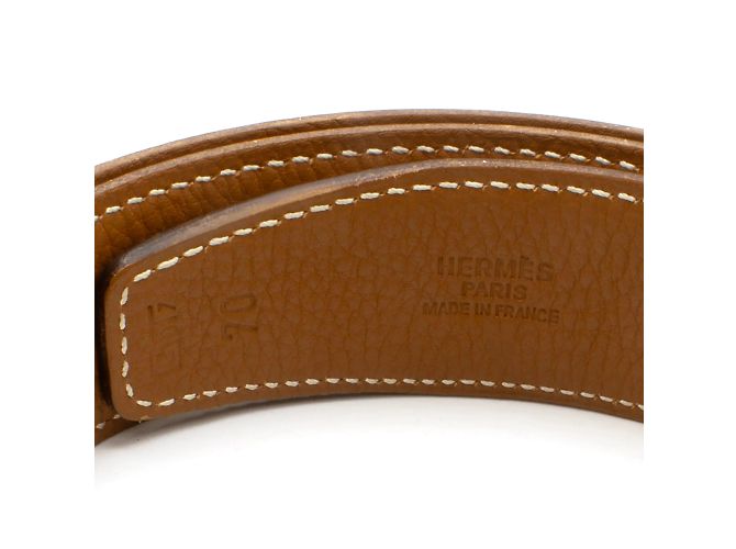 Cinturón reversible Hermès de cuero Barenia y Togo Marrón 70cm Castaño - vista 4