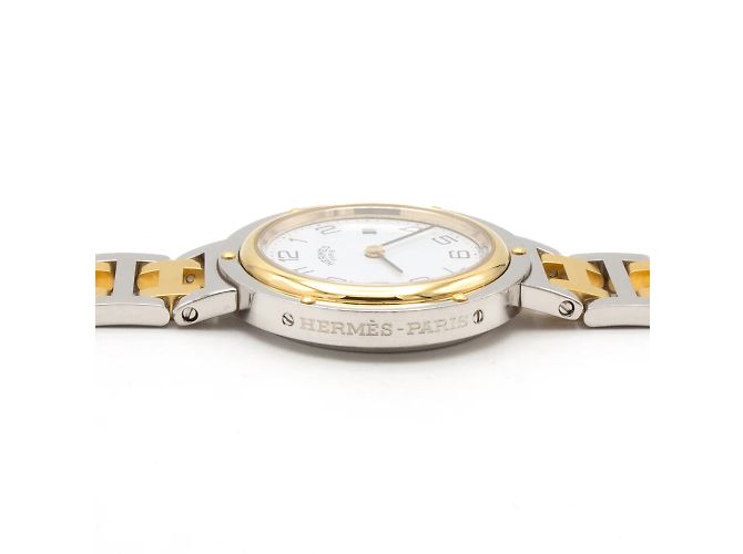 Hermès "Clipper" Uhr aus Stahl, Durchmesser 30 mm. Golden - Ansicht 3
