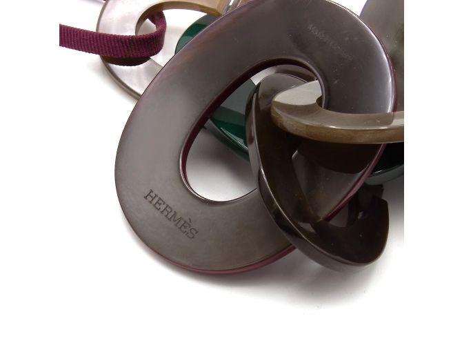 Collana Hermès Karamba anelli in corno di bufalo blu bordeaux verde Multicolore - vista 3