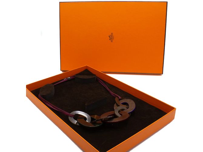 Collana Hermès Karamba anelli in corno di bufalo blu bordeaux verde Multicolore - vista 5