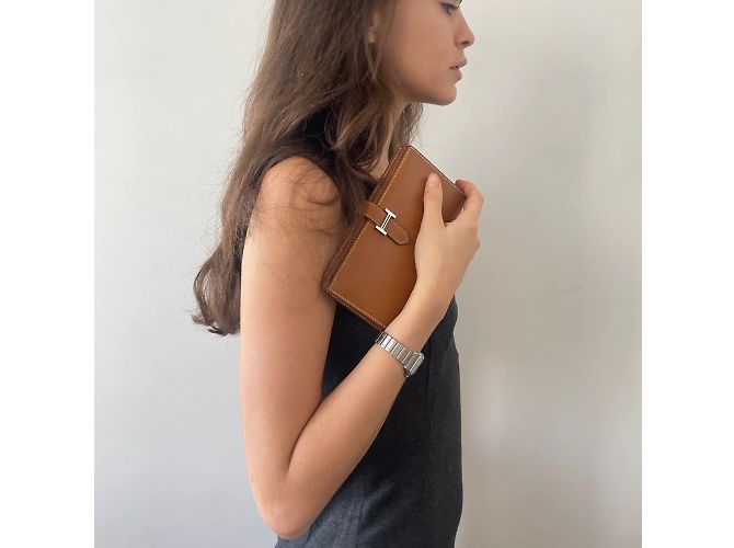 Billetera Hermès, modelo “Béarn Soufflet”; Castaño - vista 3