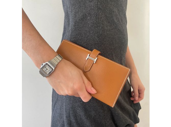 Billetera Hermès, modelo “Béarn Soufflet”; Castaño - vista 5
