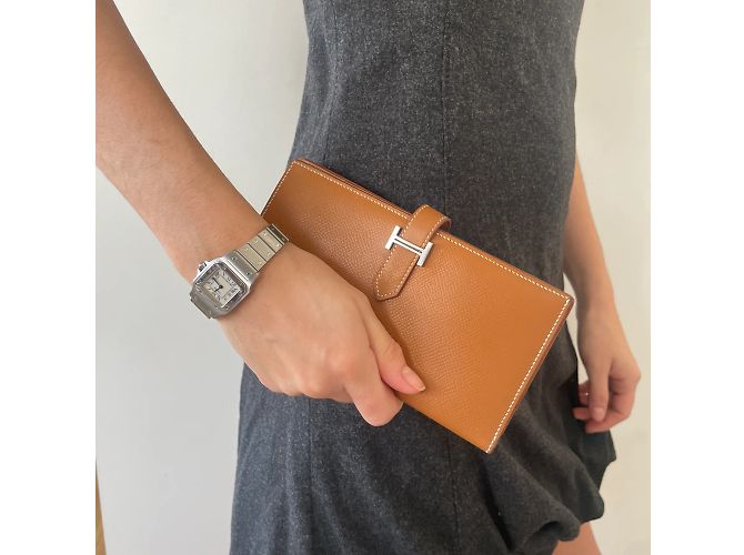 Billetera Hermès, modelo “Béarn Soufflet”; Castaño - vista 6