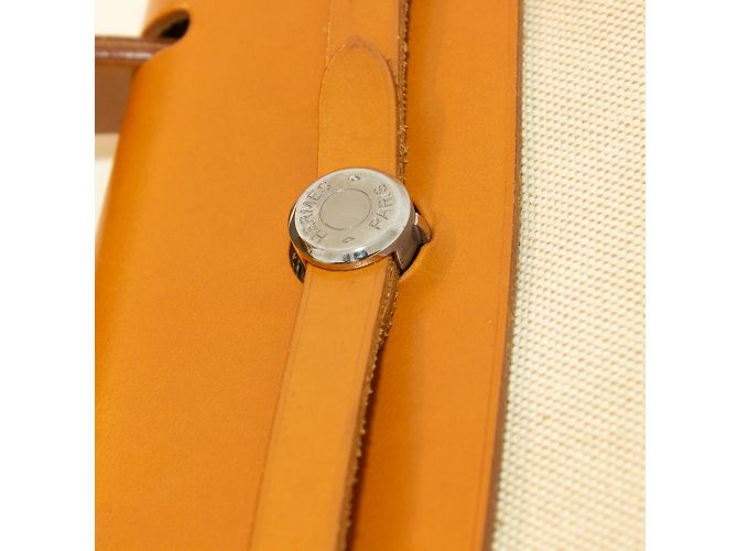 Bolsa Hermès Herbag em lona bege e couro natural - vista 6
