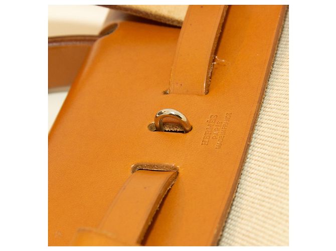 Bolsa Hermès Herbag em lona bege e couro natural - vista 8