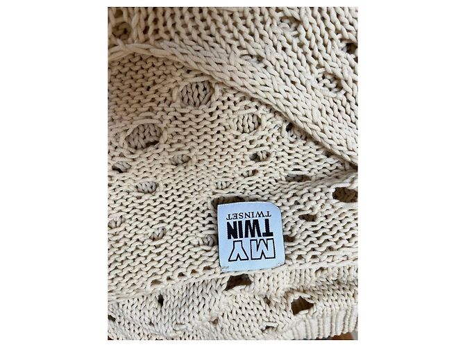 Vestido Twin Set de algodón blanco y beige - vista 10