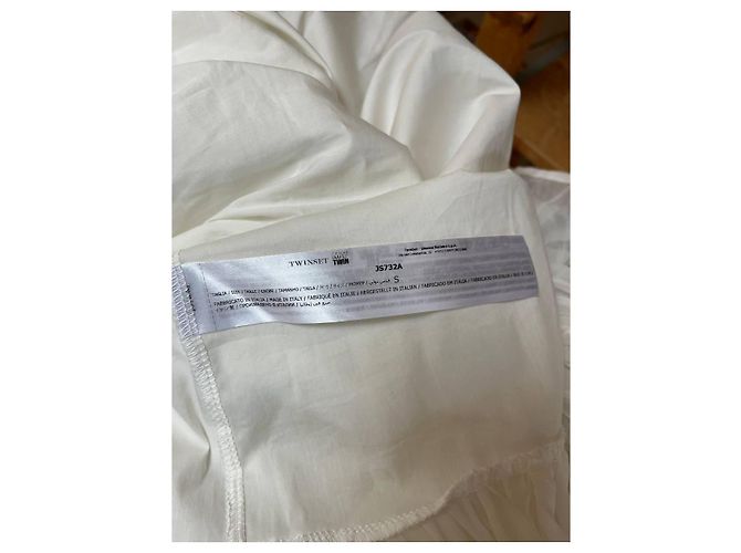 Vestido Twin Set de algodón blanco y beige - vista 13