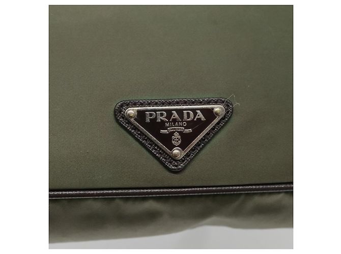 PRADA Schultertasche Nylon Khaki Silber Authentisch BA3657 - Ansicht 18
