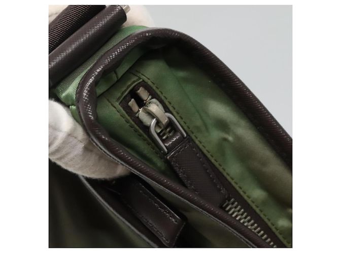 PRADA Schultertasche Nylon Khaki Silber Authentisch BA3657 - Ansicht 19