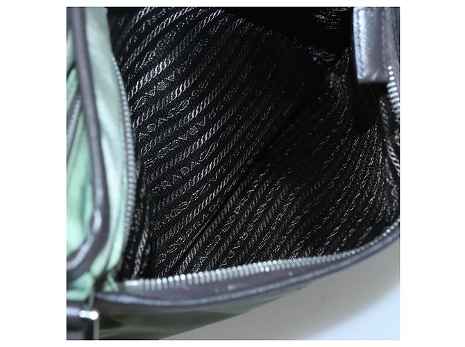 PRADA Schultertasche Nylon Khaki Silber Authentisch BA3657 - Ansicht 24
