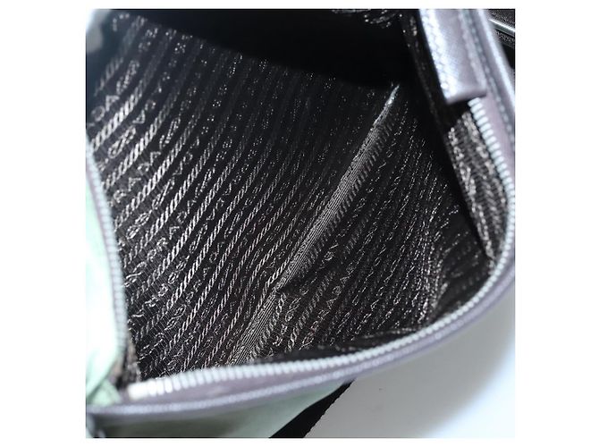PRADA Schultertasche Nylon Khaki Silber Authentisch BA3657 - Ansicht 25