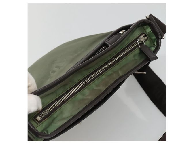 PRADA Schultertasche Nylon Khaki Silber Authentisch BA3657 - Ansicht 6
