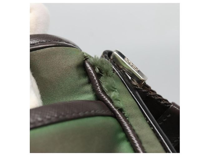 PRADA Schultertasche Nylon Khaki Silber Authentisch BA3657 - Ansicht 9