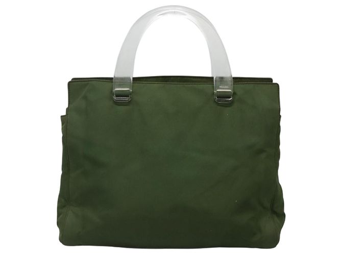 PRADA Tote Bag aus Nylon Khaki Silber authentisch bs27836 - Ansicht 13