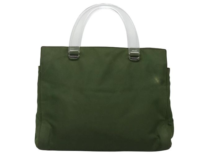 PRADA Tote Bag aus Nylon Khaki Silber authentisch bs27836 - Ansicht 2