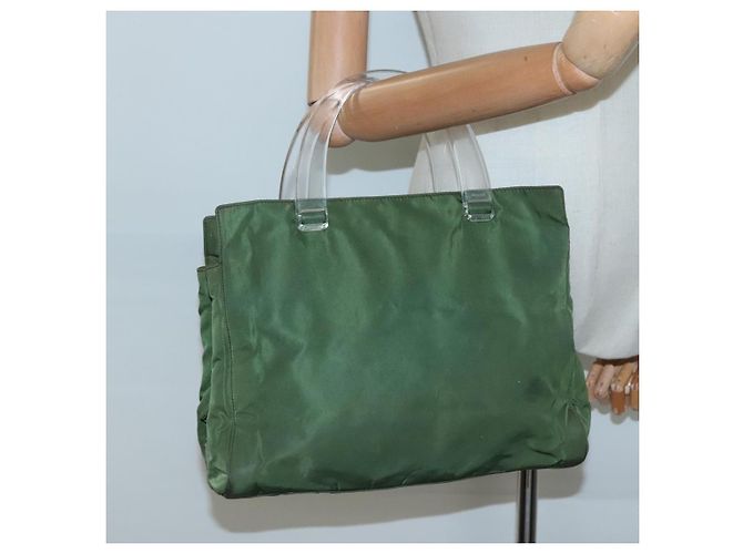 PRADA Tote Bag aus Nylon Khaki Silber authentisch bs27836 - Ansicht 26