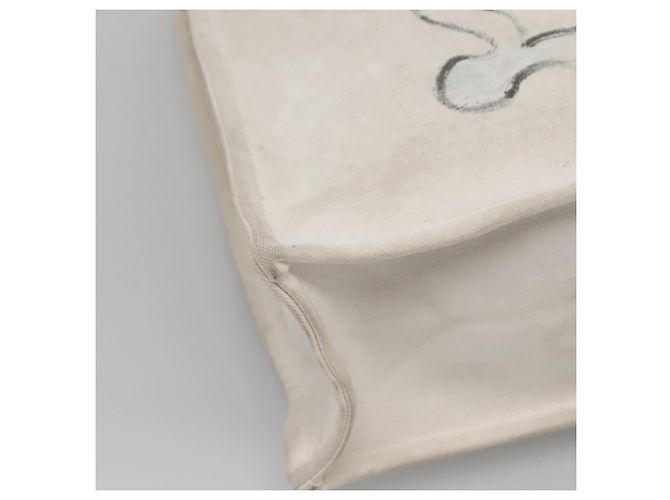 CHANEL COCO Tote Bag aus Canvas Weiß Silber CC Auth BA3697 - Ansicht 14