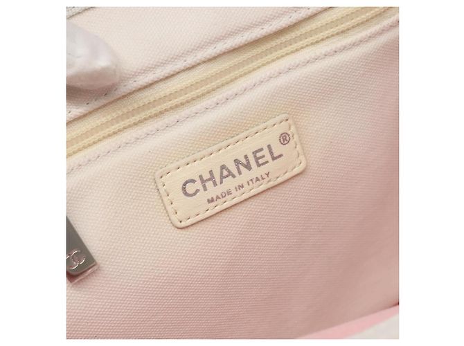 CHANEL COCO Tote Bag aus Canvas Weiß Silber CC Auth BA3697 - Ansicht 17