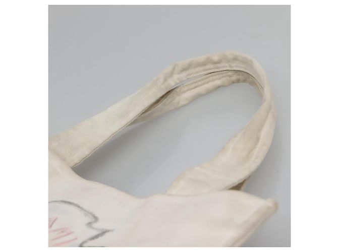 CHANEL COCO Tote Bag aus Canvas Weiß Silber CC Auth BA3697 - Ansicht 8