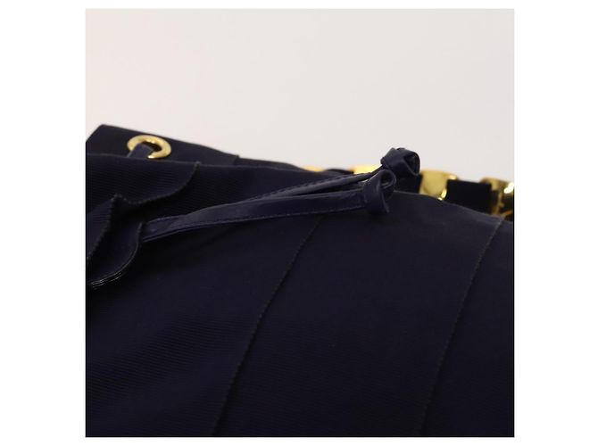 Zaino Vala Chain in tela blu navy e oro Auth BA3335 di Salvatore Ferragamo D'oro - vista 10