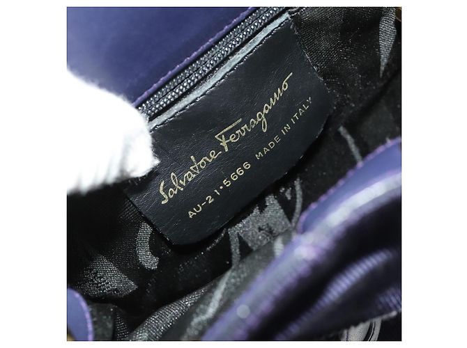 Zaino Vala Chain in tela blu navy e oro Auth BA3335 di Salvatore Ferragamo D'oro - vista 12