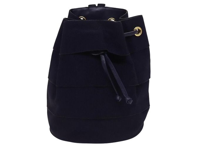 Zaino Vala Chain in tela blu navy e oro Auth BA3335 di Salvatore Ferragamo D'oro - vista 13