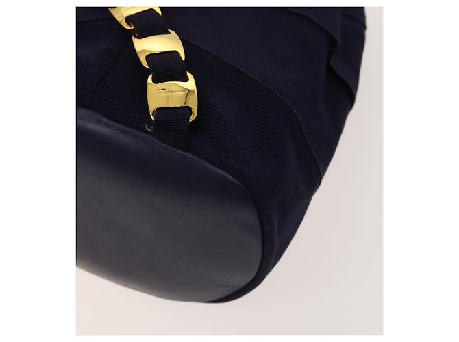Zaino Vala Chain in tela blu navy e oro Auth BA3335 di Salvatore Ferragamo D'oro - vista 16