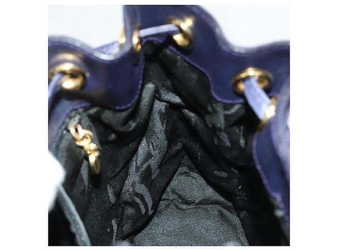 Zaino Vala Chain in tela blu navy e oro Auth BA3335 di Salvatore Ferragamo D'oro - vista 17