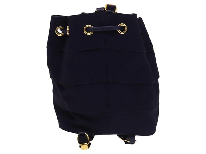 Zaino Vala Chain in tela blu navy e oro Auth BA3335 di Salvatore Ferragamo D'oro - vista 2