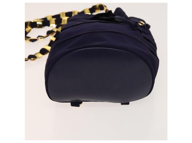 Zaino Vala Chain in tela blu navy e oro Auth BA3335 di Salvatore Ferragamo D'oro - vista 5
