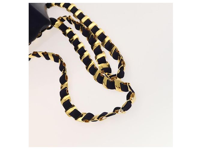 Zaino Vala Chain in tela blu navy e oro Auth BA3335 di Salvatore Ferragamo D'oro - vista 7