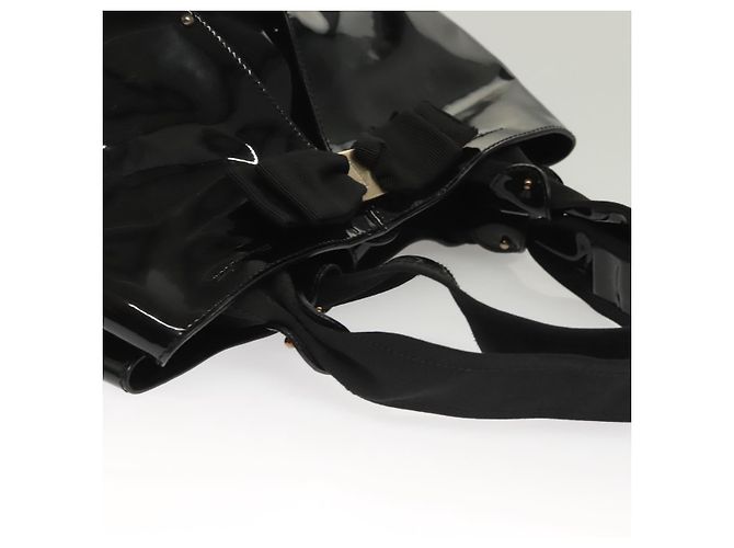 Borsa Vala in pelle verniciata nera Salvatore Ferragamo Auth 129211 - vista 6