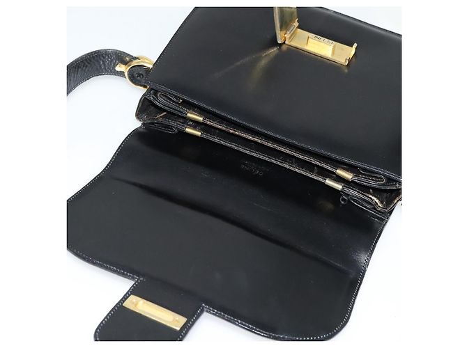 Céline Sulky Schultertasche aus Leder Schwarz Gold Auth BA3771 Golden - Ansicht 10