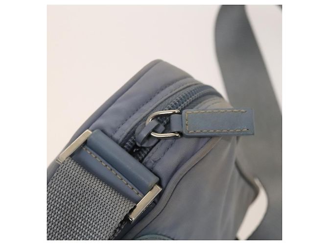 PRADA Schultertasche Nylon Hellblau Silber Authentisch 128446 - Ansicht 10
