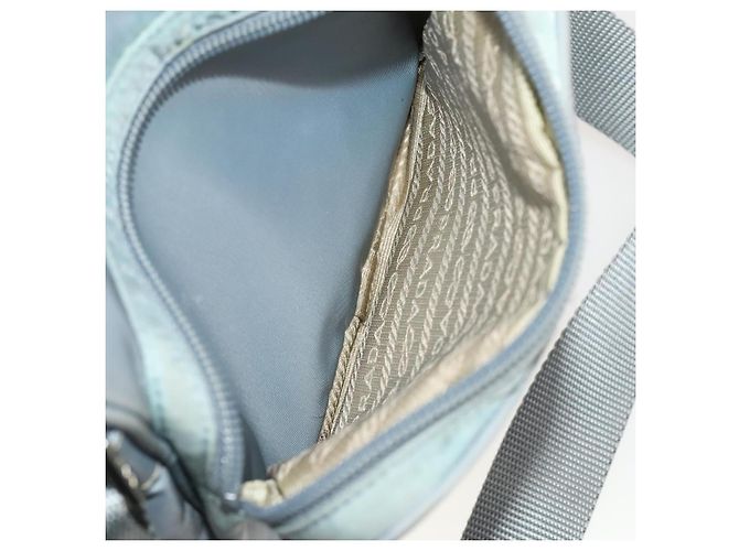 PRADA Schultertasche Nylon Hellblau Silber Authentisch 128446 - Ansicht 23
