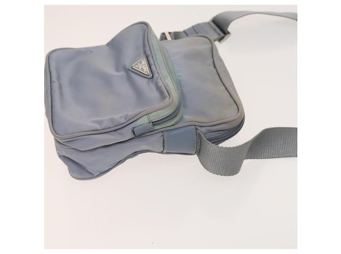 PRADA Schultertasche Nylon Hellblau Silber Authentisch 128446 - Ansicht 3
