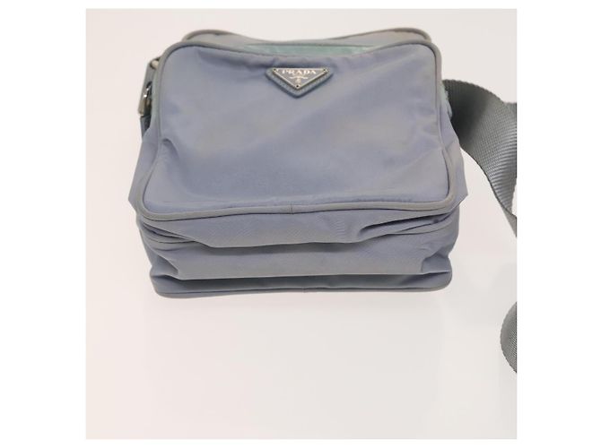 PRADA Schultertasche Nylon Hellblau Silber Authentisch 128446 - Ansicht 5