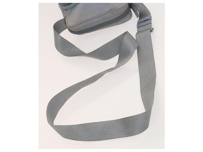 PRADA Schultertasche Nylon Hellblau Silber Authentisch 128446 - Ansicht 7