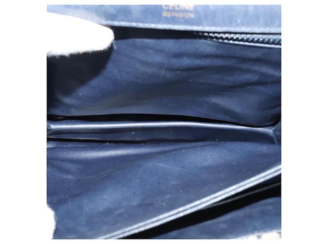 Céline Borsa a Spalla Celine C Sulky in Tela Blu Navy e Oro Auth 128714 D'oro - vista 11