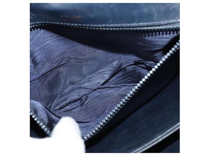 Céline Borsa a Spalla Celine C Sulky in Tela Blu Navy e Oro Auth 128714 D'oro - vista 12