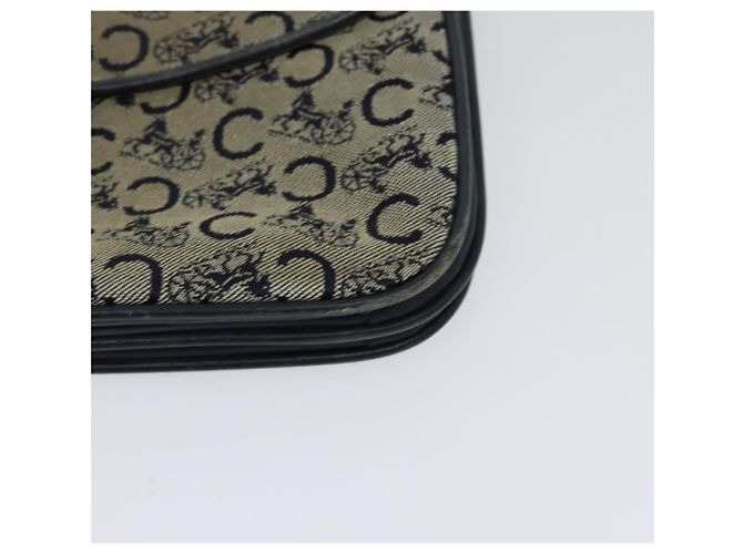 Céline Borsa a Spalla Celine C Sulky in Tela Blu Navy e Oro Auth 128714 D'oro - vista 14