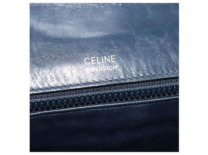 Céline Borsa a Spalla Celine C Sulky in Tela Blu Navy e Oro Auth 128714 D'oro - vista 18